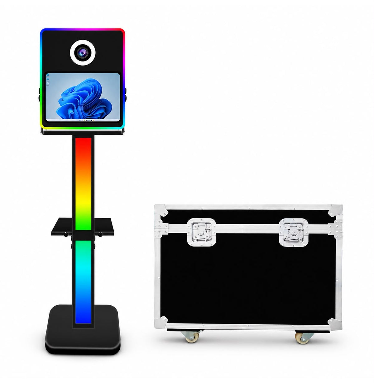 Borne Colonne Color avec flight case, façade rectangulaire & pied lumineux - Grossiste Event