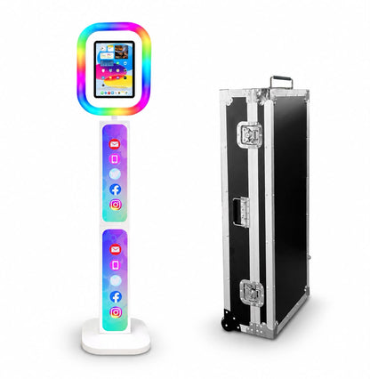 Borne Tablette Halo avec flight case, format tablette & cadre lumineux - Grossiste Event