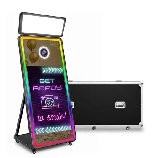 Miroir Panorama Studio avec flight case, format vertical & panneau lumineux - Grossiste Event