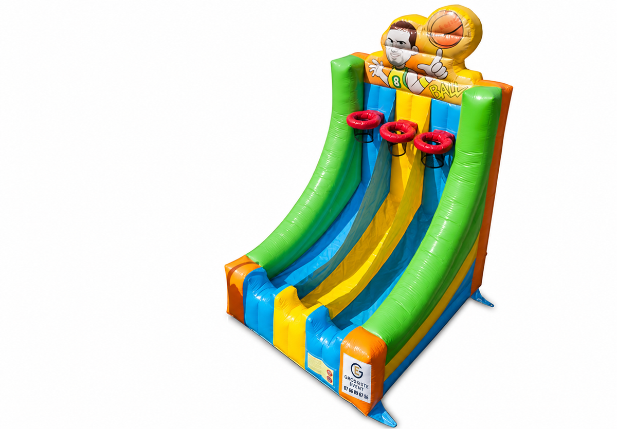 Basket Shoot gonflable avec marquage Grossiste Event sur fond blanc