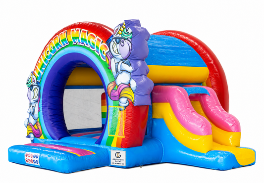 Bouncedome Licorne gonflable avec marquage Grossiste Event sur fond blanc