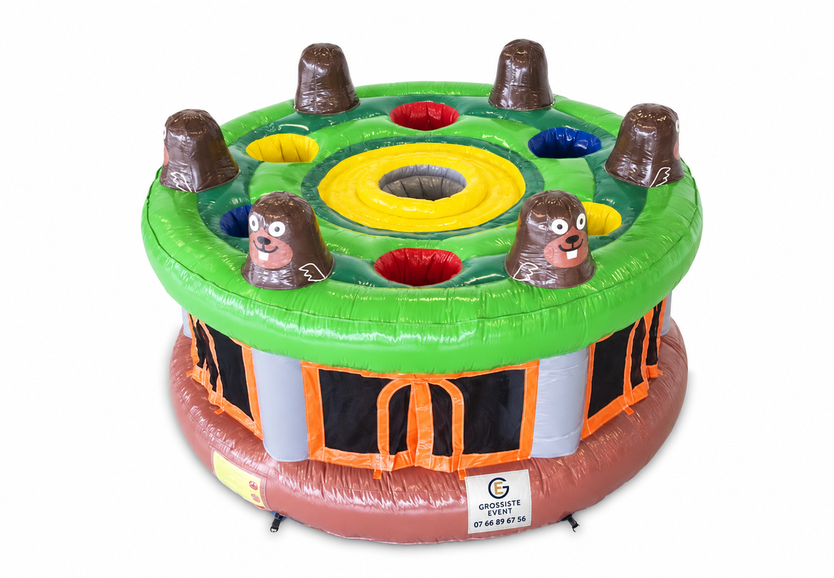 Chasse-taupes gonflable avec marquage Grossiste Event sur fond blanc