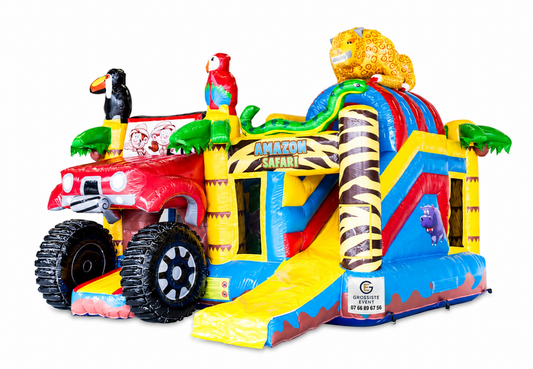 Multiplay Amazone Safari gonflable avec marquage Grossiste Event sur fond blanc