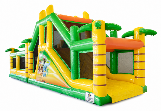 Parcours Jungle gonflable avec marquage Grossiste Event sur fond blanc